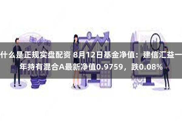 什么是正规实盘配资 8月12日基金净值：建信汇益一年持有混合A最新净值0.9759，跌0.08%