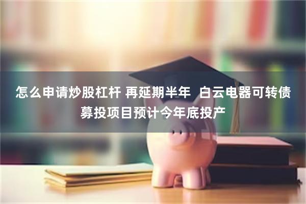 怎么申请炒股杠杆 再延期半年  白云电器可转债募投项目预计今年底投产